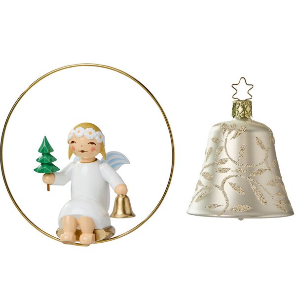 Wendt & Kühn Christbaumengel im Ring mit Bäumchen und Glocke Silber 5226/6312/1silber