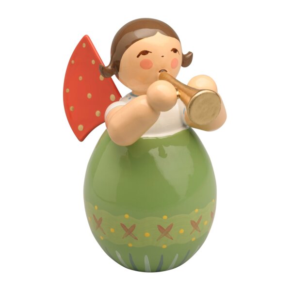 Wendt & Kühn Engel mit Flöte in grün gemustertem Ei 651/4